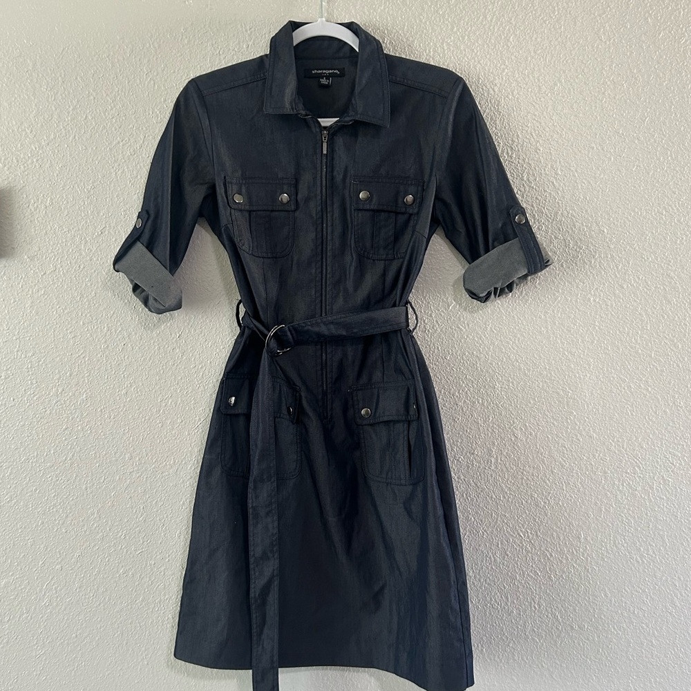 Sharagano Charcoal Zip-Up Dress